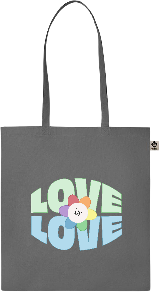 Love is Love Flower Design - Essential colored organic cotton tote bag_STONE GREY_front