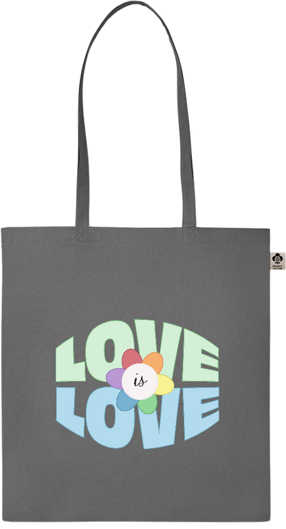 Love is Love Flower Design - Essential colored organic cotton tote bag_STONE GREY_front