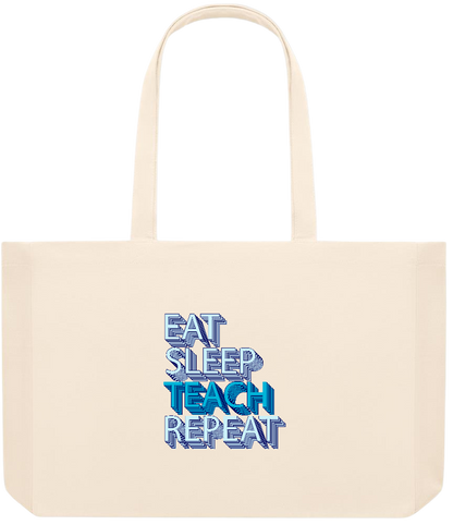 Eat Sleep Teach Repeat Design - Premium large recycled beach tote bag_BEIGE_front