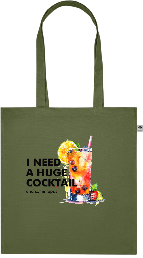 A Huge Cocktail Design - Premium colored organic cotton tote bag_GREEN_front