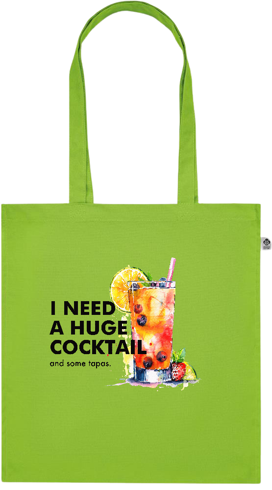 A Huge Cocktail Design - Premium colored organic cotton tote bag_LIME_front