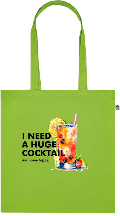 A Huge Cocktail Design - Premium colored organic cotton tote bag_LIME_front