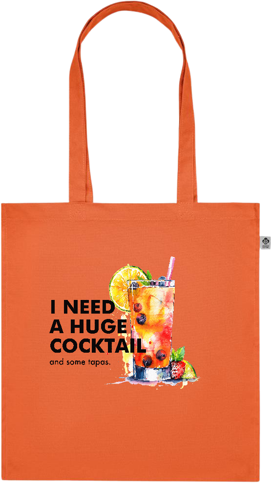 A Huge Cocktail Design - Premium colored organic cotton tote bag_ORANGE_front