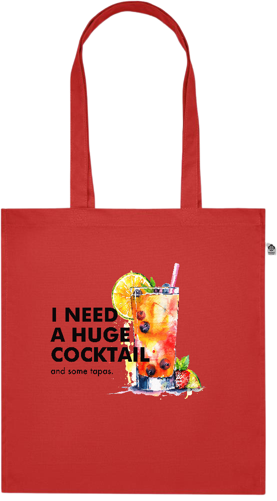 A Huge Cocktail Design - Premium colored organic cotton tote bag_RED_front