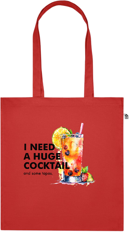 A Huge Cocktail Design - Premium colored organic cotton tote bag_RED_front