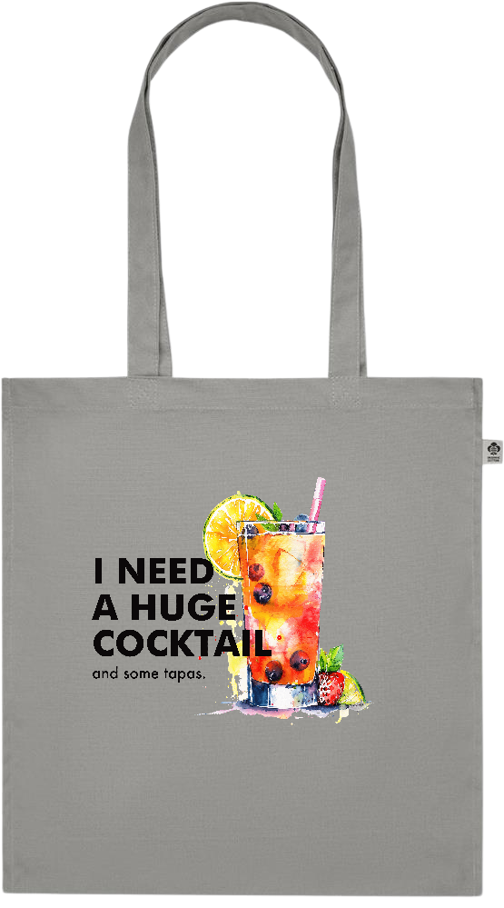 A Huge Cocktail Design - Premium colored organic cotton tote bag_STONE GREY_front