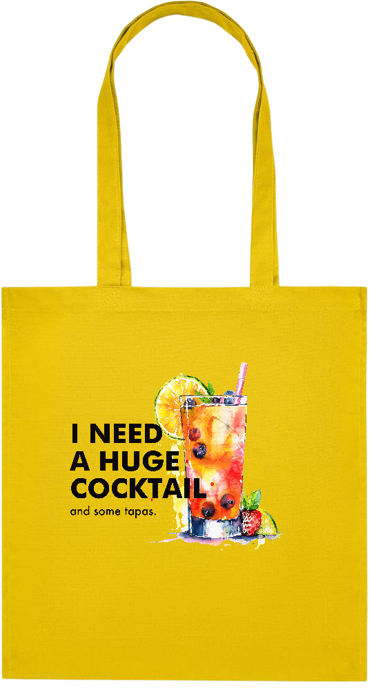 A Huge Cocktail Design - Premium colored organic cotton tote bag_YELLOW_front