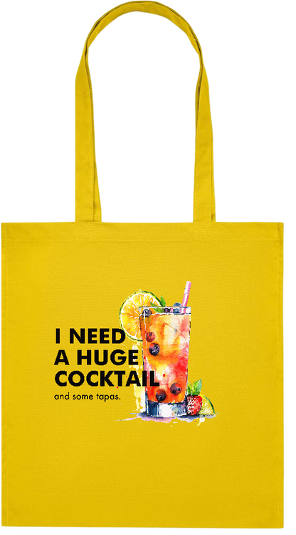 A Huge Cocktail Design - Premium colored organic cotton tote bag_YELLOW_front