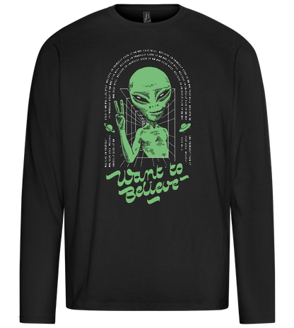 Want To Believe Alien Design - Premium men's long sleeve t-shirt_DEEP BLACK_front