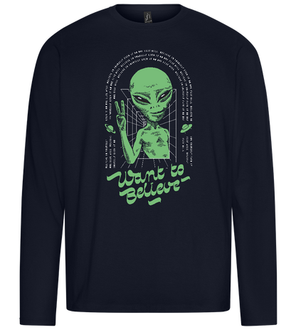 Want To Believe Alien Design - Premium men's long sleeve t-shirt_FRENCH NAVY_front