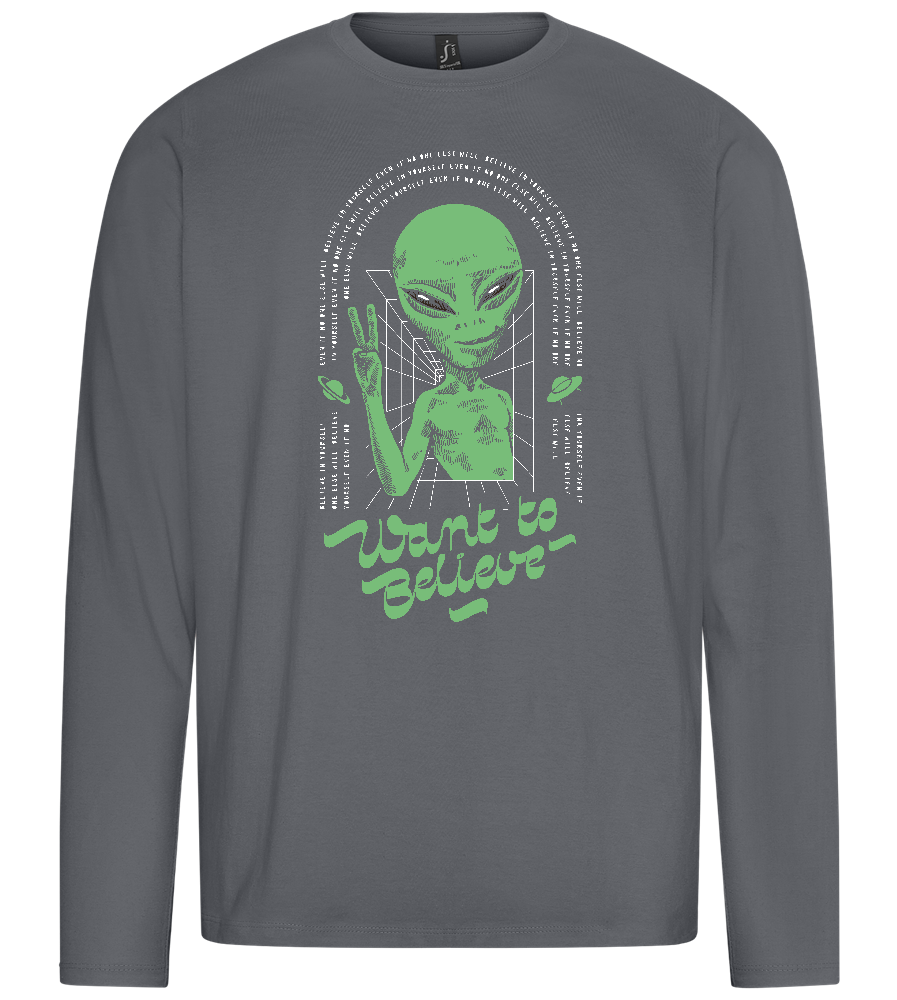 Want To Believe Alien Design - Premium men's long sleeve t-shirt_MOUSE GREY_front