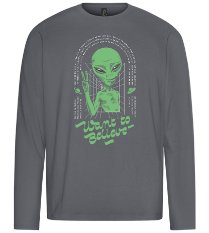 Want To Believe Alien Design - Premium men's long sleeve t-shirt_MOUSE GREY_front