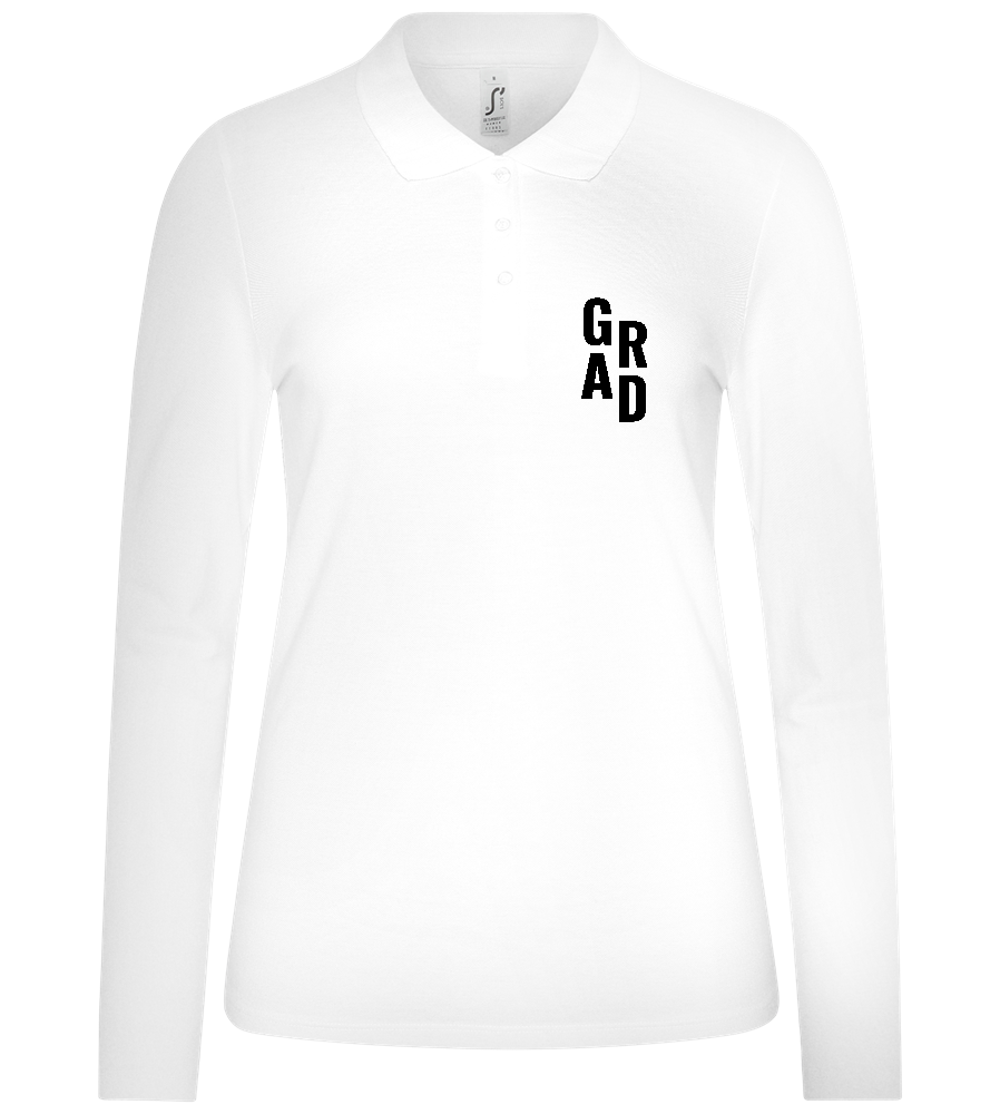 Grad Design - Premium Women´s long sleeve polo shirt_WHITE_front