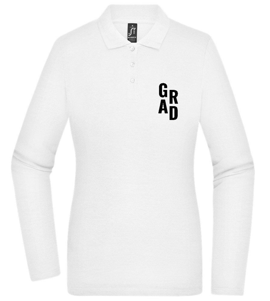 Grad Design - Premium Women´s long sleeve polo shirt_WHITE_front