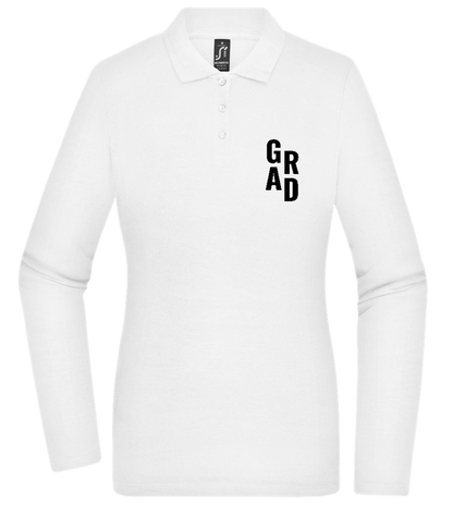 Grad Design - Premium Women´s long sleeve polo shirt_WHITE_front