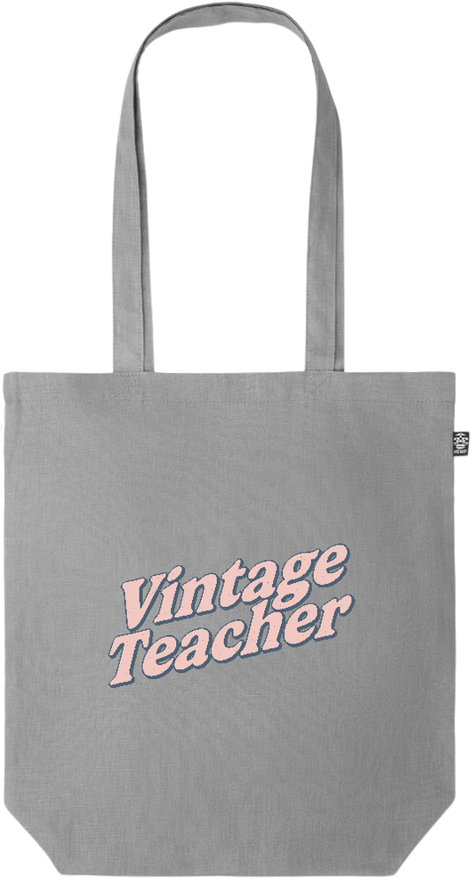 Vintage Teacher Design - Premium colored organic hemp tote bag_GREY_front