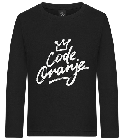 Code Oranje Kroontje Design - Premium kids long sleeve t-shirt_DEEP BLACK_front