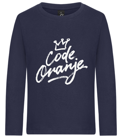 Code Oranje Kroontje Design - Premium kids long sleeve t-shirt_FRENCH NAVY_front