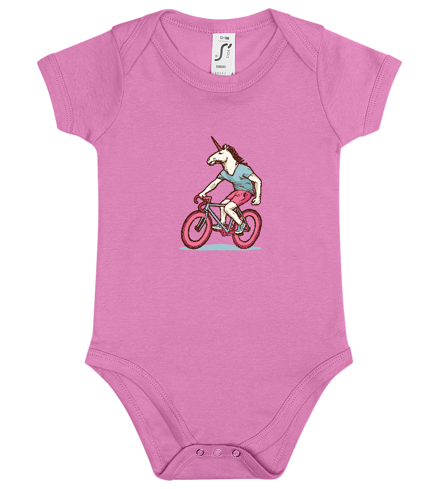 Unicorn On Bicycle Design - Baby bodysuit_PINK ORCHID_front