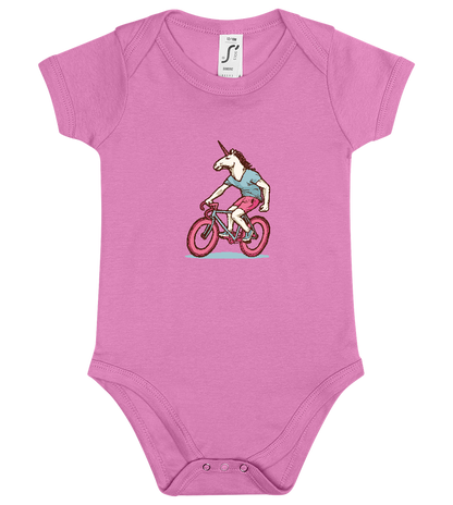 Unicorn On Bicycle Design - Baby bodysuit_PINK ORCHID_front