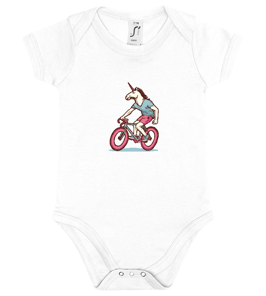 Unicorn On Bicycle Design - Baby bodysuit_WHITE_front