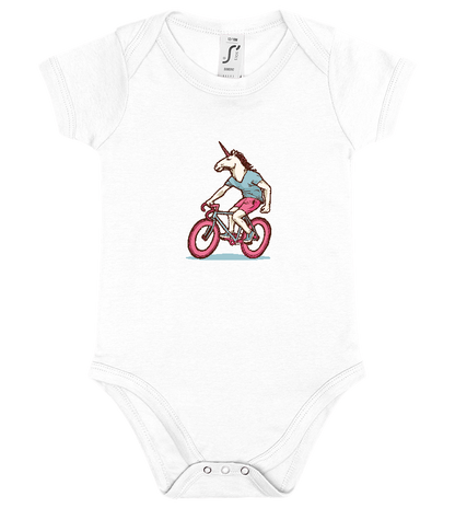 Unicorn On Bicycle Design - Baby bodysuit_WHITE_front