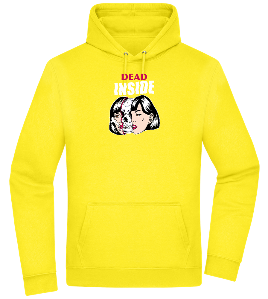 Dead Inside Skull Design - Premium Essential Unisex Hoodie_YELLOW_front