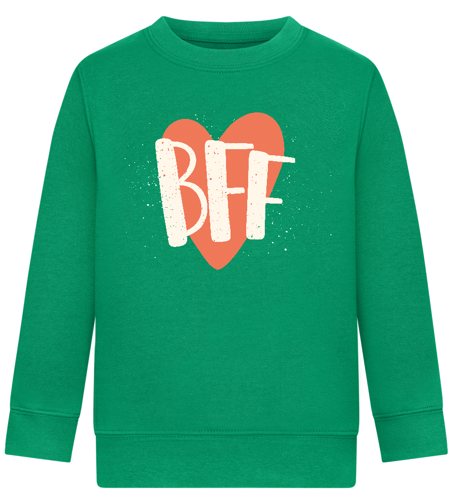 BFF Heart Design - Comfort Kids Sweater_MEADOW GREEN_front