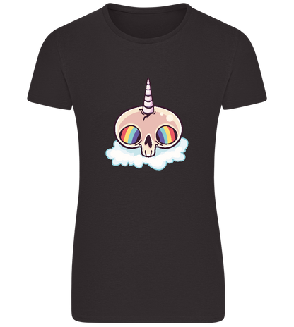 Skull Unicorn Design - Basic women's fitted t-shirt_DEEP BLACK_front