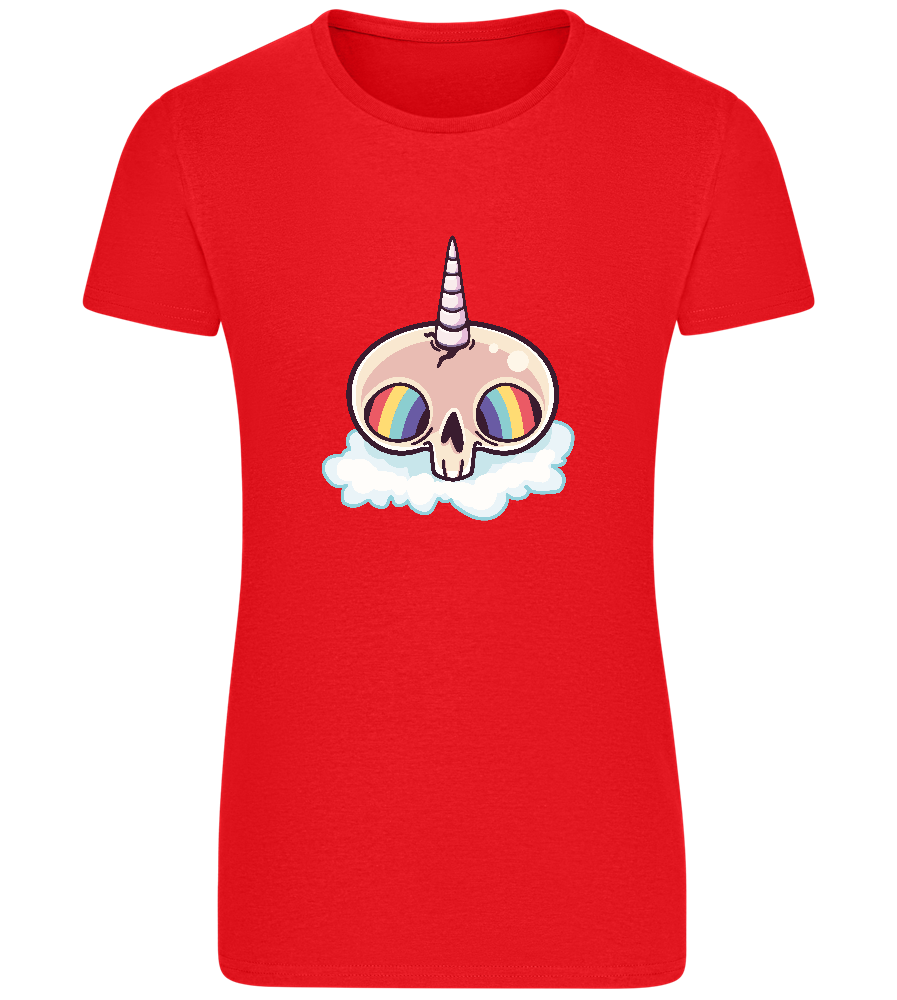Skull Unicorn Design - Basic women's fitted t-shirt_RED_front