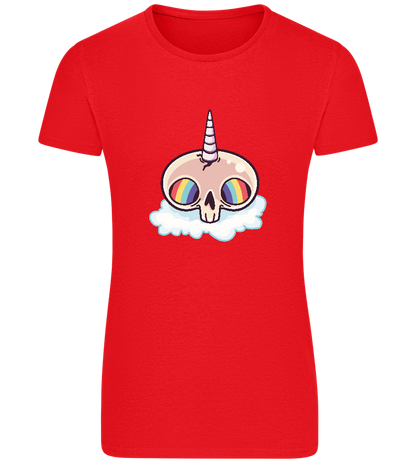 Skull Unicorn Design - Basic women's fitted t-shirt_RED_front