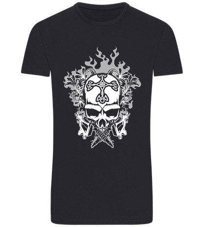 Skull With Flames Design - Basic Unisex T-Shirt_FRENCH NAVY_front