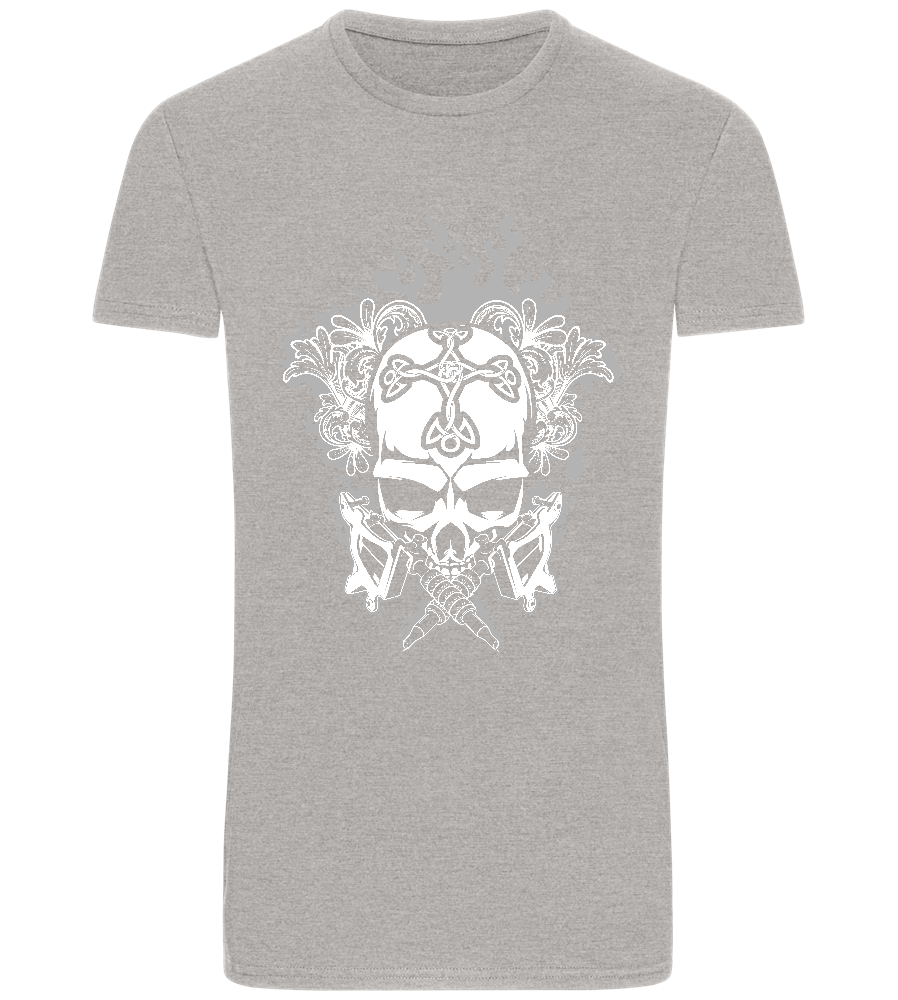 Skull With Flames Design - Basic Unisex T-Shirt_ORION GREY_front
