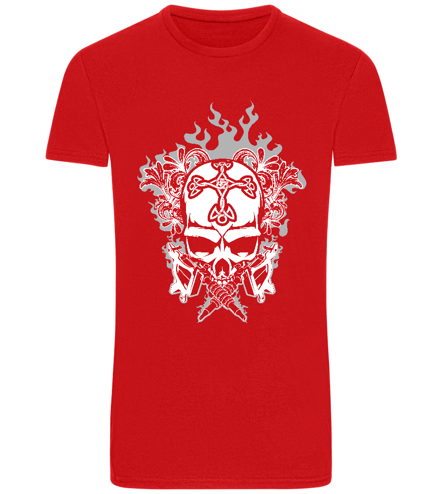 Skull With Flames Design - Basic Unisex T-Shirt_RED_front