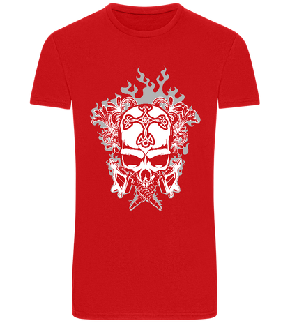 Skull With Flames Design - Basic Unisex T-Shirt_RED_front