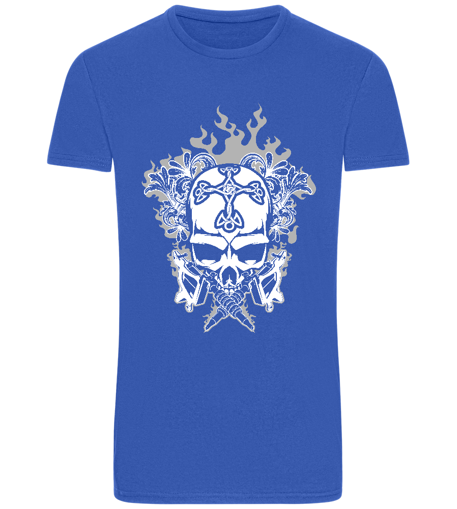Skull With Flames Design - Basic Unisex T-Shirt_ROYAL_front