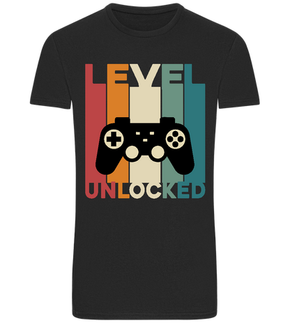 Level Unlocked Game Controller Design - Basic Unisex T-Shirt_DEEP BLACK_front