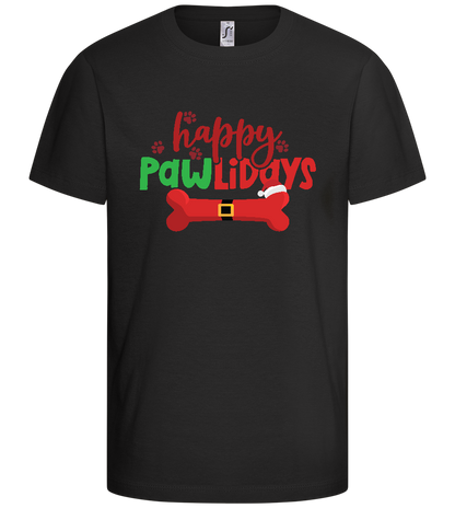 Happy Pawlidays Design - Comfort kids fitted t-shirt_DEEP BLACK_front