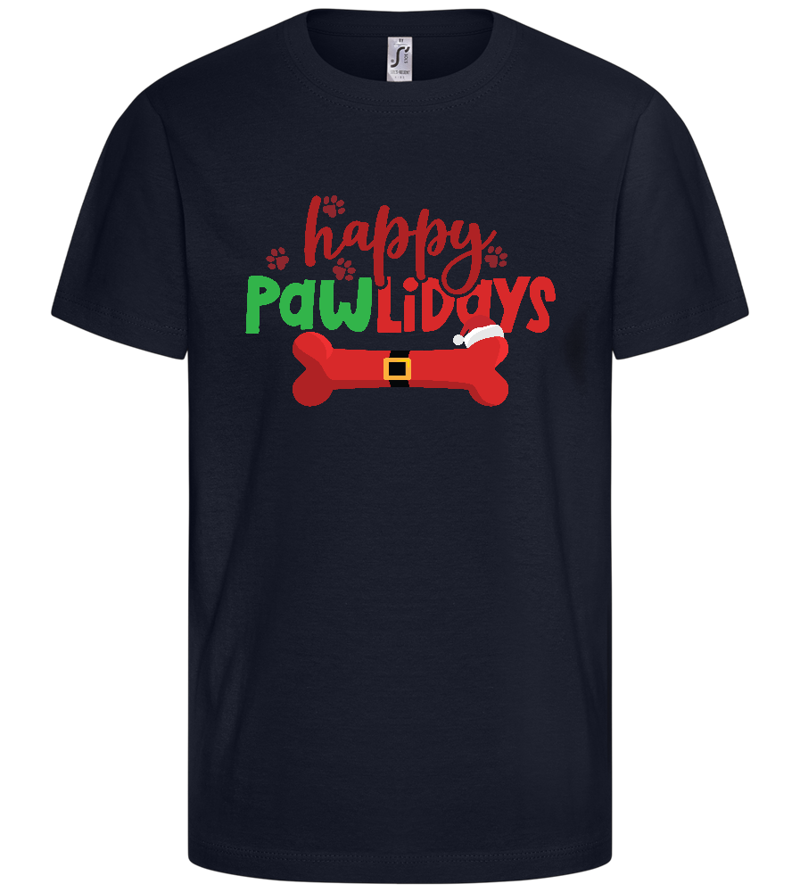 Happy Pawlidays Design - Comfort kids fitted t-shirt_FRENCH NAVY_front