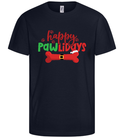 Happy Pawlidays Design - Comfort kids fitted t-shirt_FRENCH NAVY_front