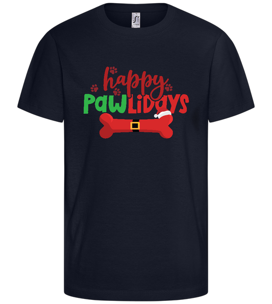 Happy Pawlidays Design - Comfort kids fitted t-shirt_FRENCH NAVY_front