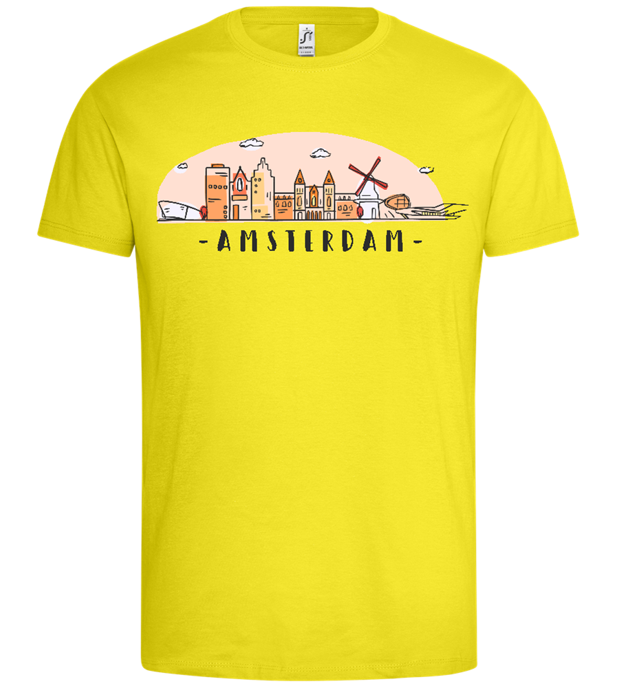 Amsterdam City Skyline Design - Premium men's t-shirt_LEMON_front