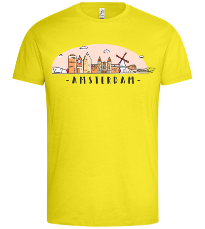 Amsterdam City Skyline Design - Premium men's t-shirt_LEMON_front