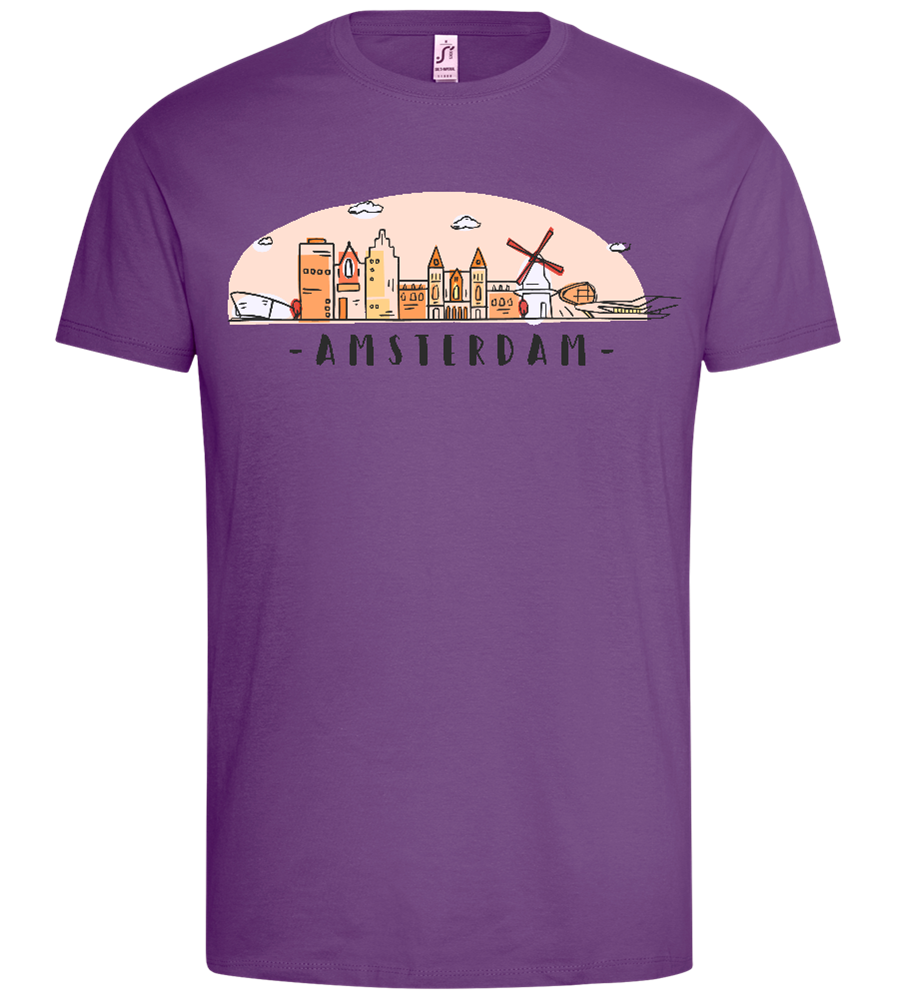 Amsterdam City Skyline Design - Premium men's t-shirt_LIGHT PURPLE_front