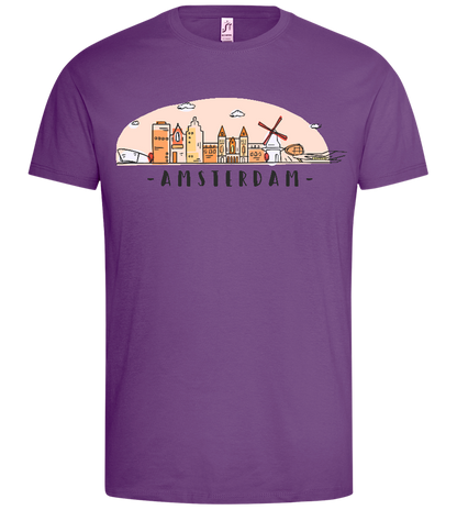 Amsterdam City Skyline Design - Premium men's t-shirt_LIGHT PURPLE_front
