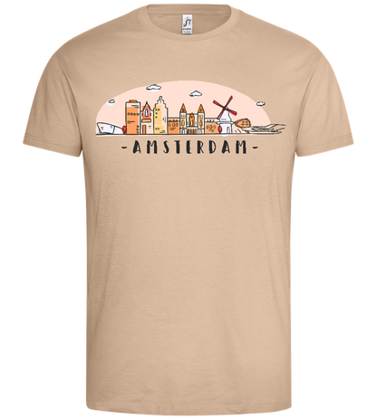 Amsterdam City Skyline Design - Premium men's t-shirt_SAND_front