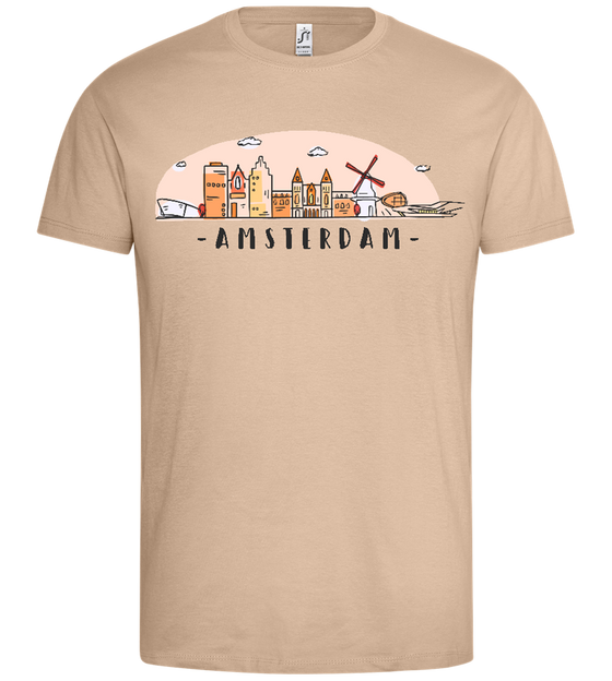 Amsterdam City Skyline Design - Premium men's t-shirt_SAND_front
