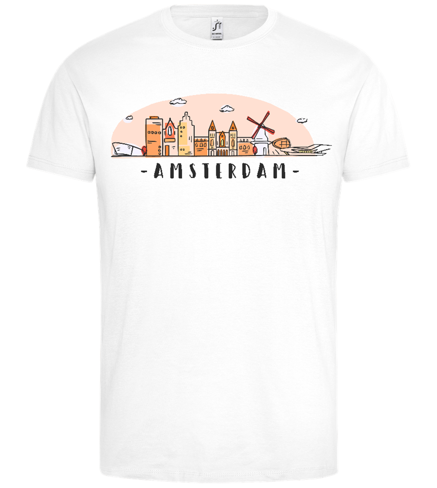 Amsterdam City Skyline Design - Premium men's t-shirt_WHITE_front
