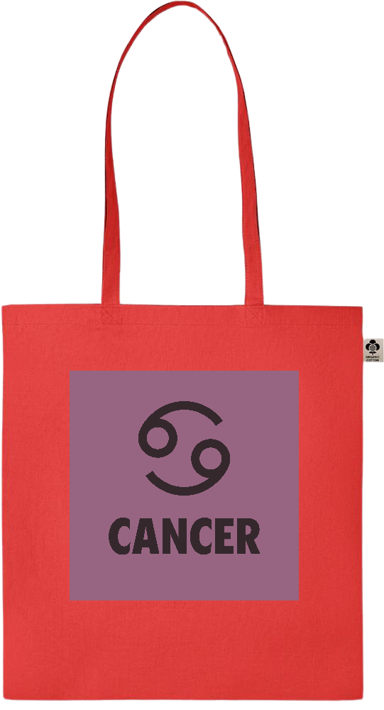 Zodiac Cancer Design - Essential colored organic cotton tote bag_RED_front