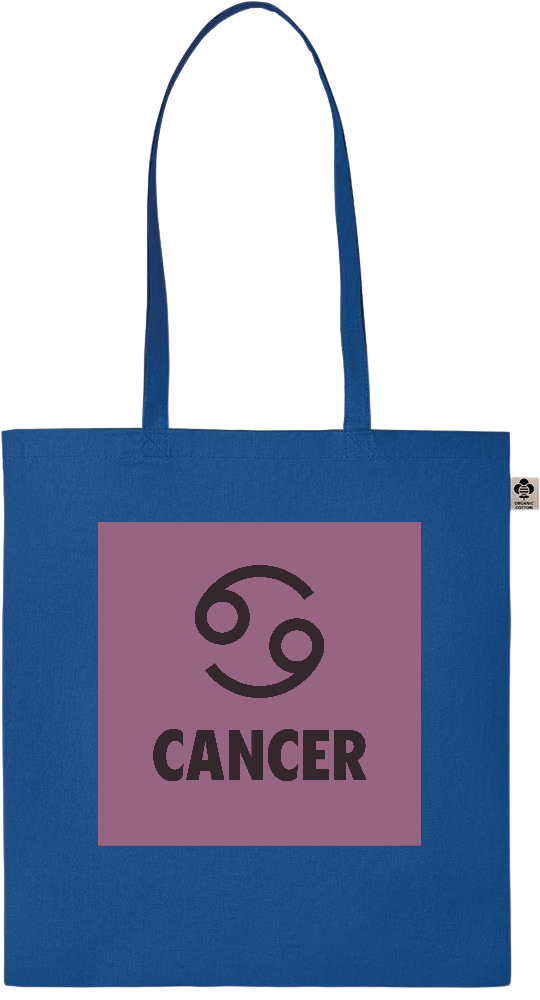 Zodiac Cancer Design - Essential colored organic cotton tote bag_ROYAL BLUE_front